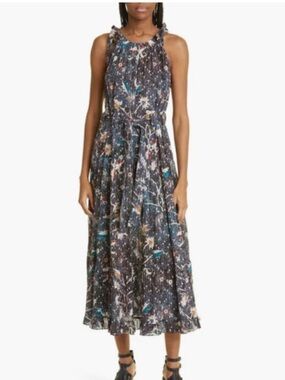 Ulla Johnson Mariam tie strap floral midi dress size 0 EUC